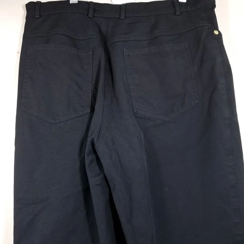 St.John Pants Women 12  Navy Stretch Cotton Gold Hardware Trouser Marie Gray